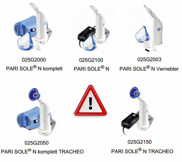 Betroffene Medizinprodukte - Bilder: PARI GmbH