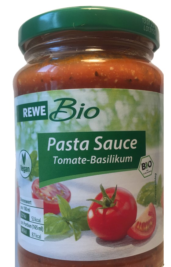 Rückruf: NABA Feinkost GmbH ruft REWE Bio Pasta Sauce Tomate-Basilikum ...