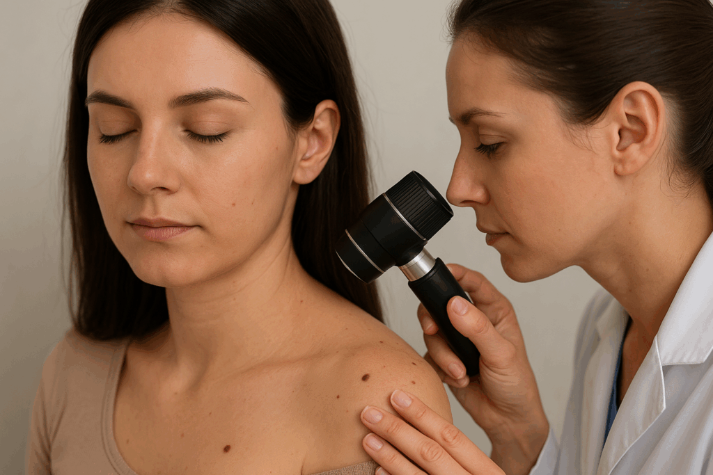 Beim Hautscreening wird der gesamte Körper – von der Kopfhaut bis zu den Fußsohlen – sorgfältig begutachtet