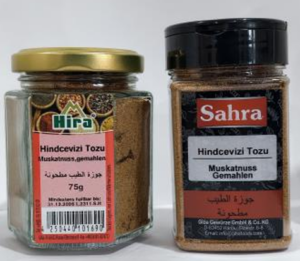 Rückruf: Muskatnuss gemahlen der Marken Sahra und Hira Rückruf: Muskatnuss gemahlen der Marken Sahra und Hira