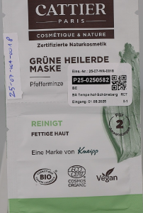 Warnung vor Gesichtsmasken Grüne Heilerde Typ Pfefferminze von CATTIER PARIS