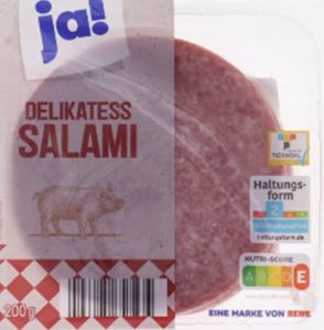Rückruf für Ja! Delikatess-Salami in der 200g Packung