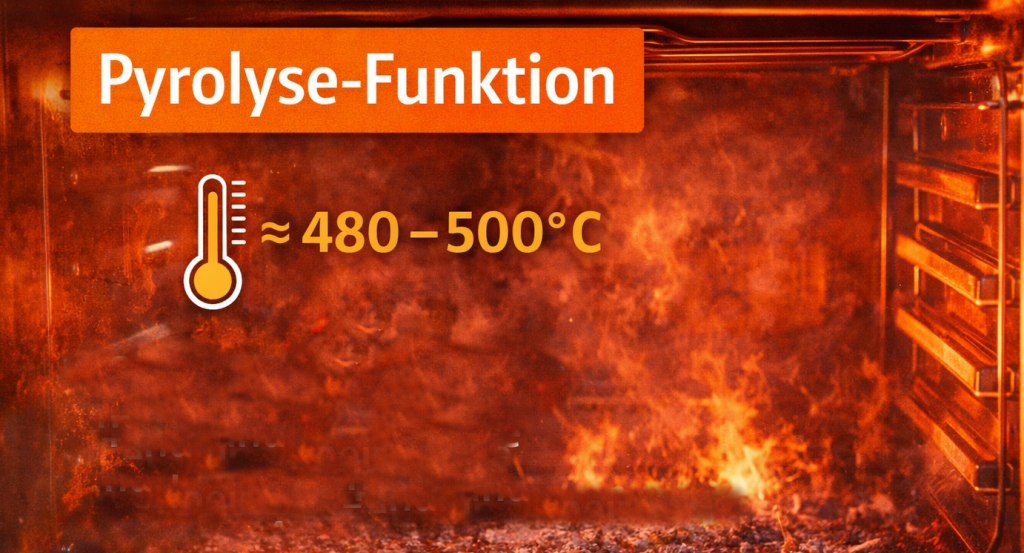 Pyrolyse-Funktion - Bei rund 500° im Backraum können Außenflächen so heiß werden, dass bei Berührung Verbrennungsgefahr besteht