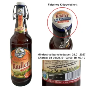 Rückruf von „Mönchshof Natur Radler Blutorange“ in der 0,5-Liter-Glasflasche