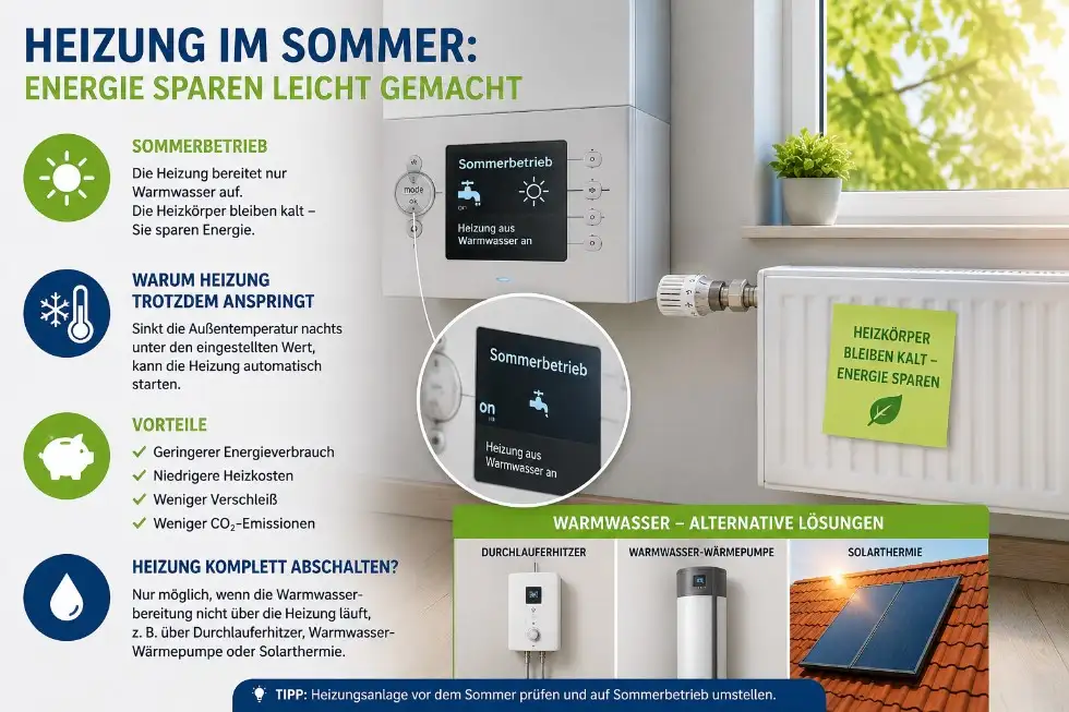 Wer die Heizung auf Sommerbetrieb umstellt, kann Heizkosten sparen Wer die Heizung auf Sommerbetrieb umstellt, kann Heizkosten sparen