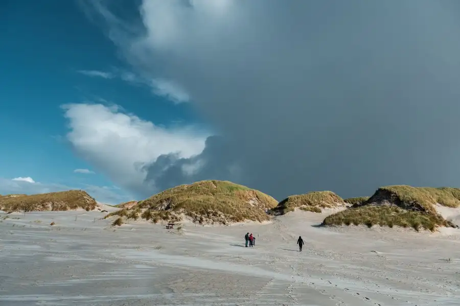 Die kleine Insel Amrum besitzt mit dem Kniepsand den größten Strand Europas, er misst an seiner breitesten Stelle fast zwei Kilometer. Im Herbst hinterlassen Wind und Wellen Muster im Sand und machen jeden Spaziergang zu einer Entdeckungsreise Die kleine Insel Amrum besitzt mit dem Kniepsand den größten Strand Europas, er misst an seiner breitesten Stelle fast zwei Kilometer. Im Herbst hinterlassen Wind und Wellen Muster im Sand und machen jeden Spaziergang zu einer Entdeckungsreise