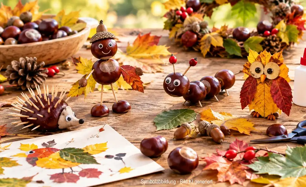 Basteln mit Herbstlaub und Kastanien: Ideen für Kinder Basteln mit Herbstlaub und Kastanien: Ideen für Kinder