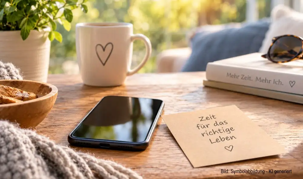Digital Detox - Smartphone liegt während einer digitalen Auszeit ausgeschaltet auf einem Tisch. Digital Detox - Smartphone liegt während einer digitalen Auszeit ausgeschaltet auf einem Tisch.