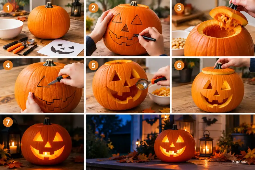 Schritt-für-Schritt-Anleitung: So gelingt der Gruselkürbis zu Halloween Schritt-für-Schritt-Anleitung: So gelingt der Gruselkürbis zu Halloween