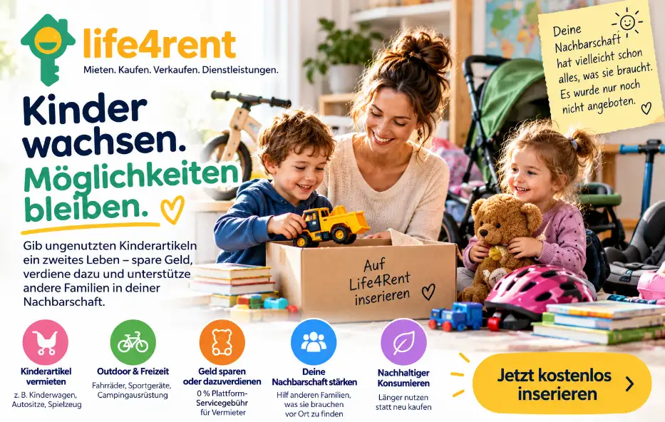 Statt alles aufzubewahren oder wegzuwerfen, können Eltern geeignete Dinge vermieten Statt alles aufzubewahren oder wegzuwerfen, können Eltern geeignete Dinge vermieten